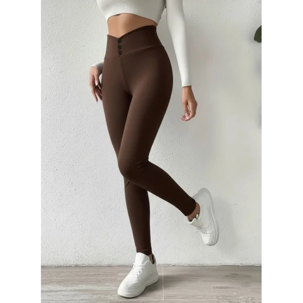 Kadın Yüksek Bel önden Düğmeli Dalgıç Tayt