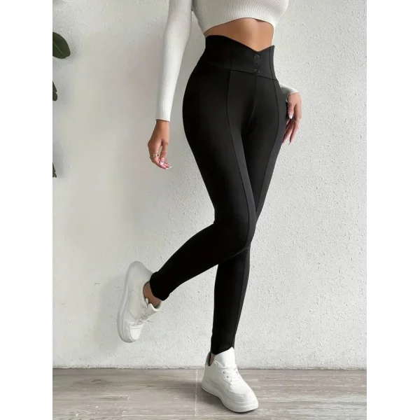 Kadın Yüksek Bel önden Düğmeli Dalgıç Tayt