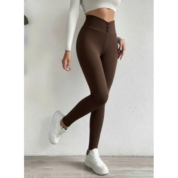 Kadın Yüksek Bel önden Düğmeli Dalgıç Tayt