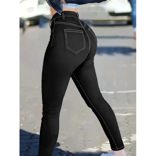 Kadın Yüksek Bel önden Düğmeli Dar Kesim Kot Pantolon