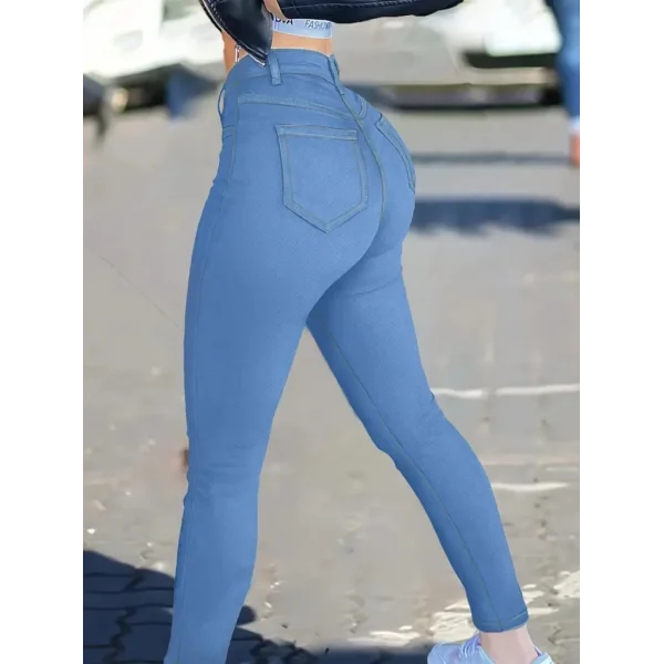 Kadın Yüksek Bel önden Düğmeli Dar Kesim Kot Pantolon