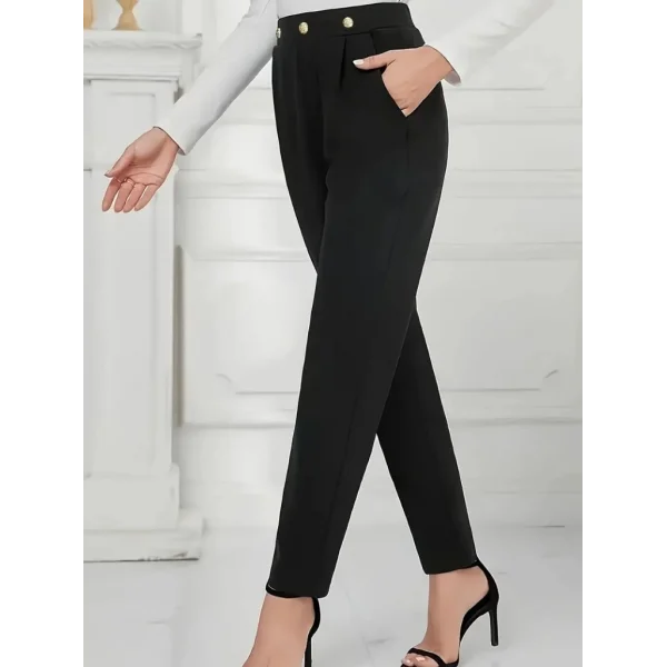 Kadın Yüksek Bel önden Düğmeli Ithal Krep Pantolon