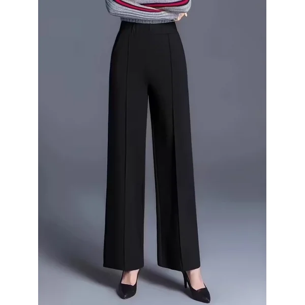 Kadın Yüksek Bel önü Nervürlü Paçaya Doğru Geniş Ithal Krep Pantolon