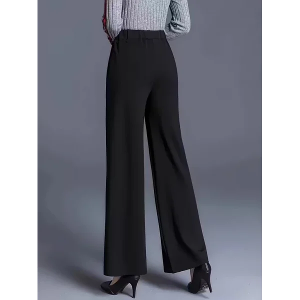 Kadın Yüksek Bel önü Nervürlü Paçaya Doğru Geniş Ithal Krep Pantolon