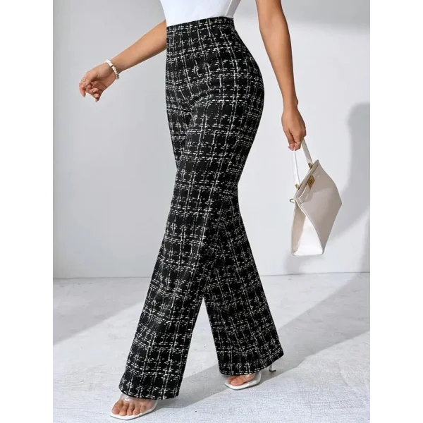 Kadın Yüksek Bel Paçaya Doğru Geniş Dokuma Pantolon