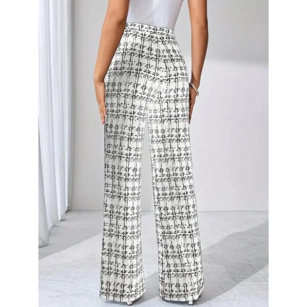 Kadın Yüksek Bel Paçaya Doğru Geniş Dokuma Pantolon