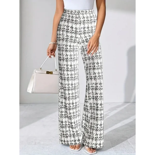 Kadın Yüksek Bel Paçaya Doğru Geniş Dokuma Pantolon