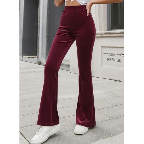 Kadın Yüksek Bel Paçaya Doğru Genişleyen Kadife Pantolon