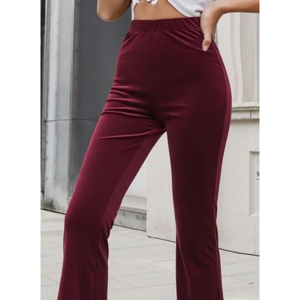 Kadın Yüksek Bel Paçaya Doğru Genişleyen Kadife Pantolon