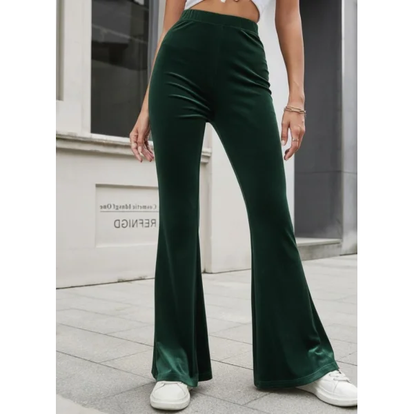 Kadın Yüksek Bel Paçaya Doğru Genişleyen Kadife Pantolon