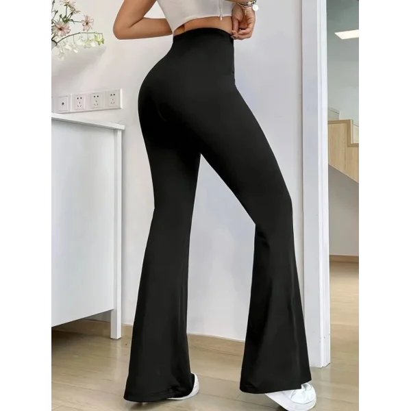 Kadın Yüksek Bel Paçaya Doğru Genişleyen Yandan Yırtmaçlı Dalgıç Pantolon