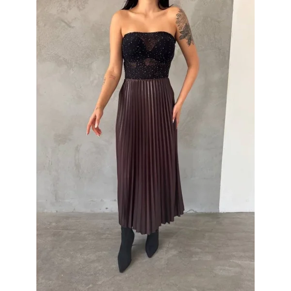 Kadın Yüksek Bel Pliseli Etek