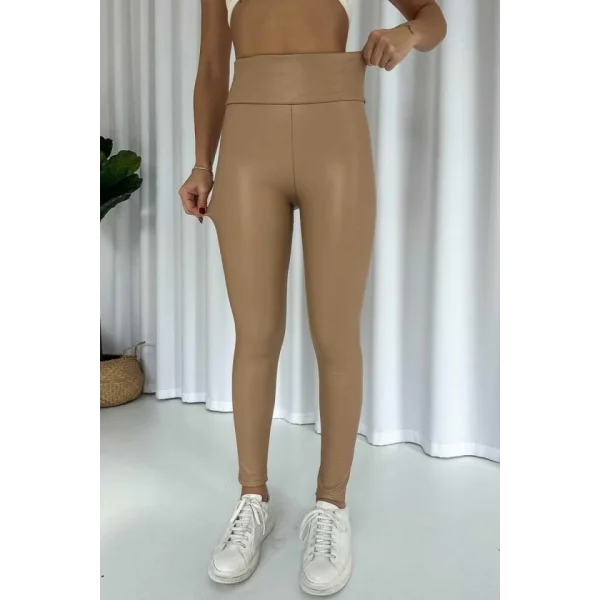 Kadın Yüksek Bel Toparlayacı Içi şardonlu Tam Kalıp Deri Tayt