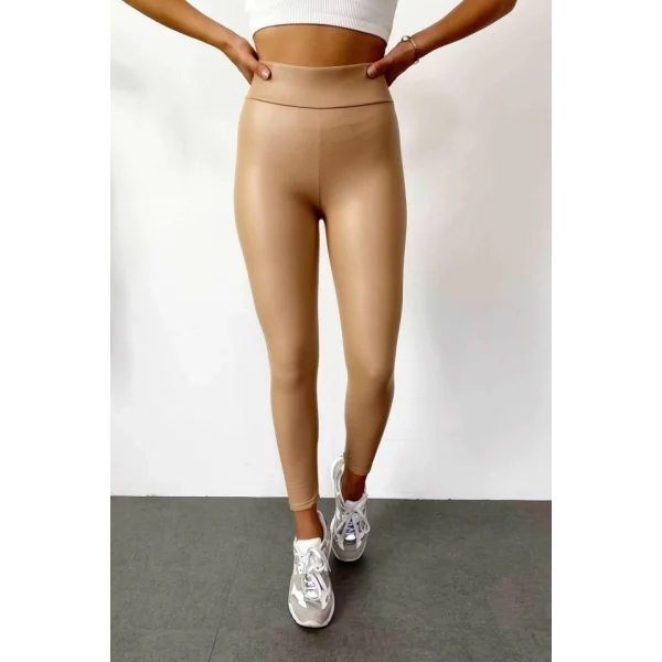 Kadın Yüksek Bel Toparlayacı Içi şardonlu Tam Kalıp Deri Tayt