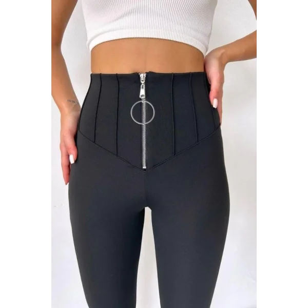 Kadın Yüksek Bel Toparlayıcı Korse Detay Dalgıç Kumaş Tayt