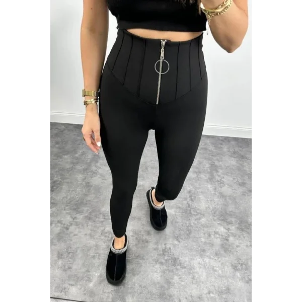 Kadın Yüksek Bel Toparlayıcı Korse Detay Dalgıç Kumaş Tayt