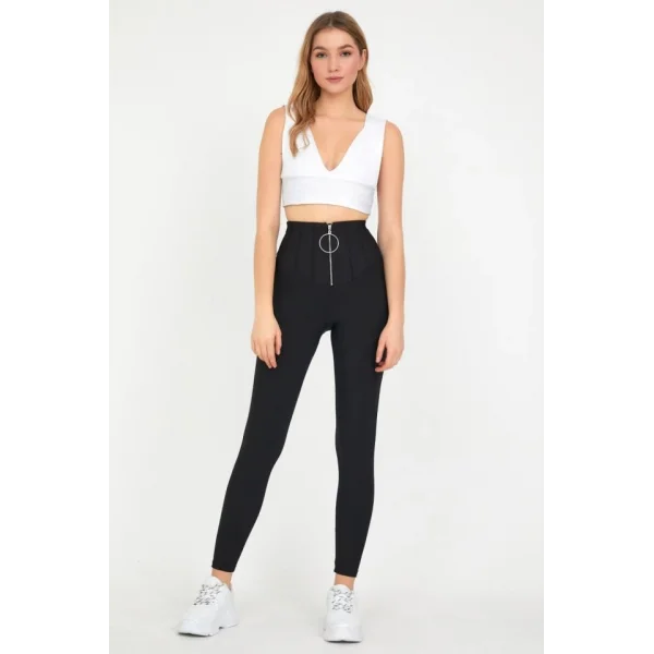 Kadın Yüksek Bel Toparlayıcı Korse Detay Dalgıç Kumaş Tayt