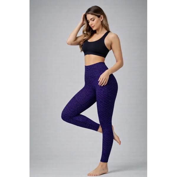 Kadın Yüksek Bel Toparlayıcı Likralı Büzgülü Tayt - Mavi