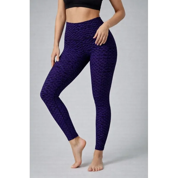 Kadın Yüksek Bel Toparlayıcı Likralı Büzgülü Tayt - Mavi