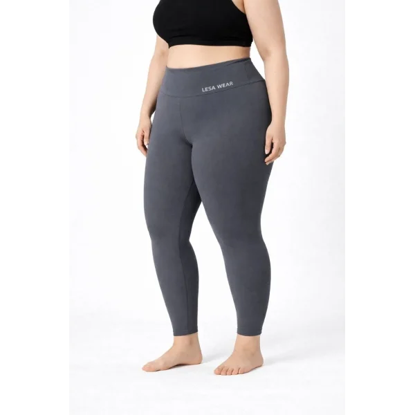 Kadın Yüksek Bel Toparlayıcı Likralı dalgıç Spor Tayt  Esnek Battal Büyük Beden - Füme