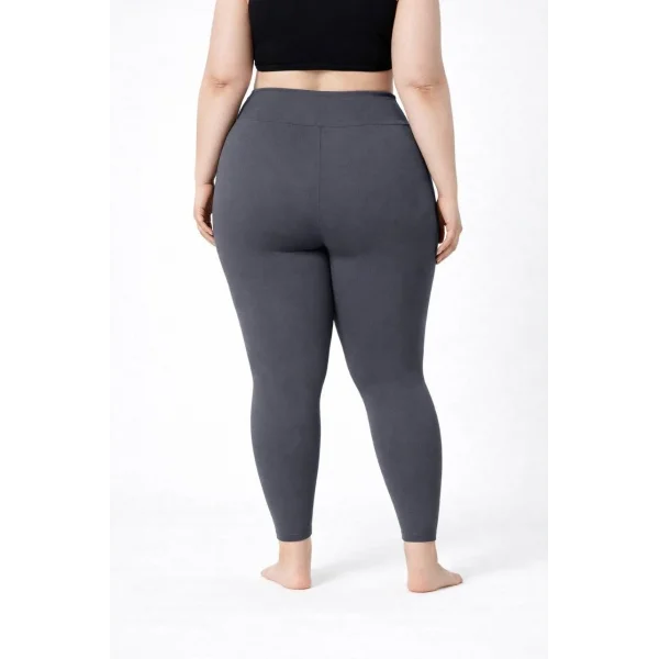 Kadın Yüksek Bel Toparlayıcı Likralı dalgıç Spor Tayt  Esnek Battal Büyük Beden - Füme