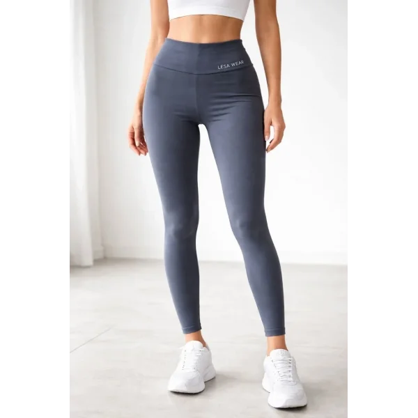 Kadın Yüksek Bel Toparlayıcı Likralı dalgıç Spor Tayt Esnek Rahat Kalıp - Füme