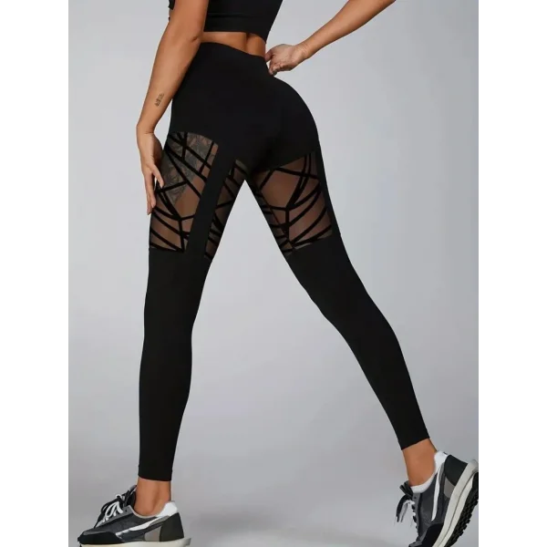 Kadın Yüksek Bel Tül Detaylı Spor Tayt