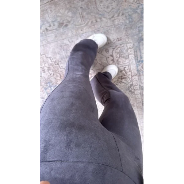 Kadın Yüksek Bel üet Kumaş Ispanyol Paça Detay Pantolon