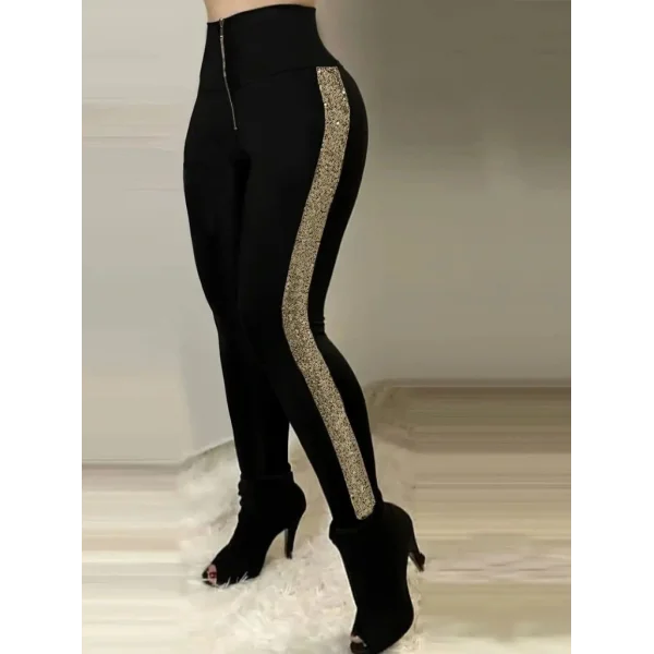 Kadın Yüksek Bel Yan şerit Detaylı Dalgıç Tayt