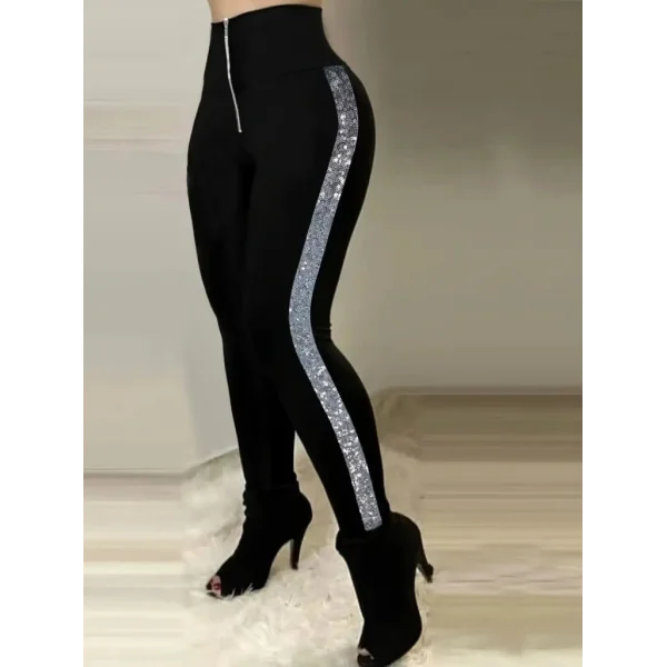 Kadın Yüksek Bel Yan şerit Detaylı Dalgıç Tayt