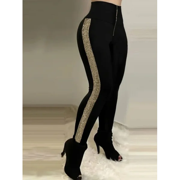 Kadın Yüksek Bel Yan şerit Detaylı Dalgıç Tayt