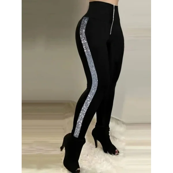 Kadın Yüksek Bel Yan şerit Detaylı Dalgıç Tayt