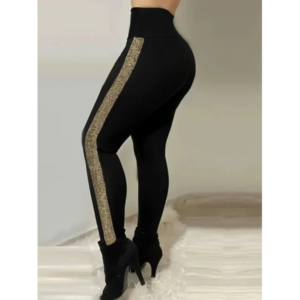 Kadın Yüksek Bel Yan şerit Detaylı Dalgıç Tayt