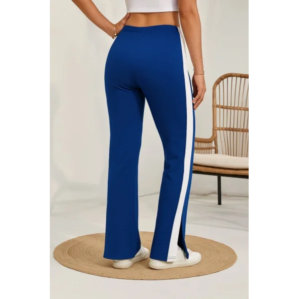 Kadın Yüksek Bel Yan şerit Detaylı Yırtmaçlı Viskon Iki Iplik Pantolon