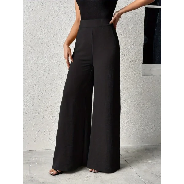 Kadın Yüksek Bel Yandan Fermuarlı Yırtmaçlı Geniş Paçalı Aerobin Pantolon