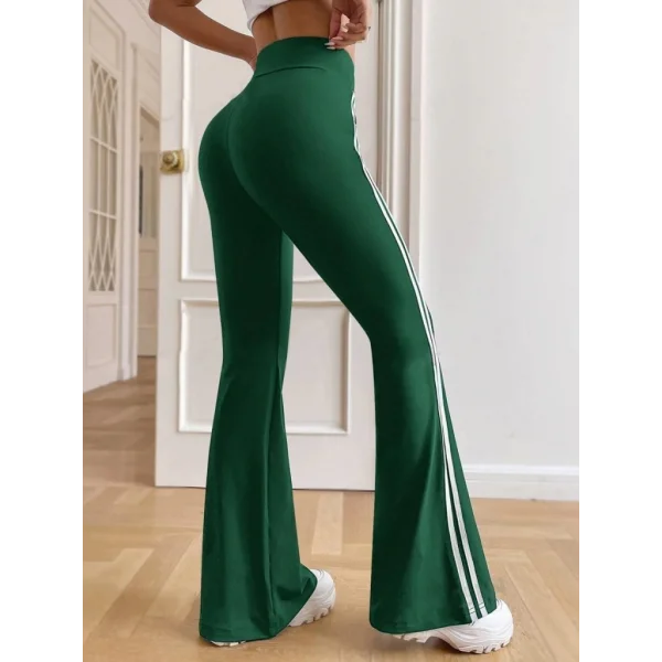 Kadın Yüksek Bel Yanlar şerit Detaylı Ispanyol Paçalı Dalgıç Pantolon