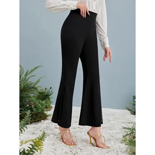 Kadın Yüksek Bel Yanları Tül Detaylı Dalgıç Tayt Pantolon