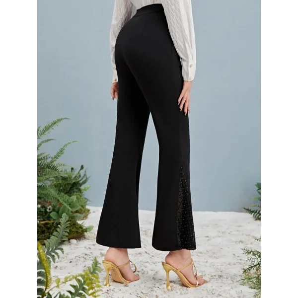 Kadın Yüksek Bel Yanları Tül Detaylı Dalgıç Tayt Pantolon