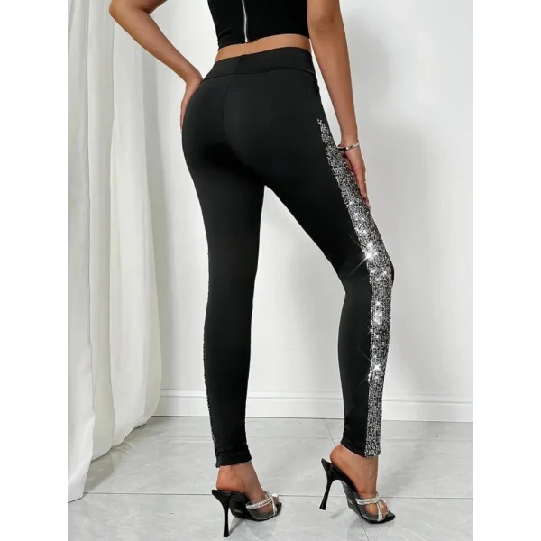 Kadın Yüksek Bel Yarı şerit Pul Payetli Dalgıç Tayt