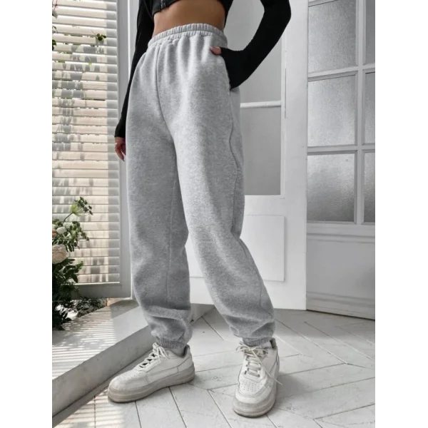 Kadın Yüksek Beli Lastikli Içi Polar 3 Iplik Eşofman Altı