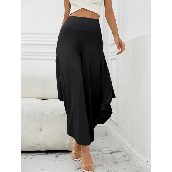 Kadın Yüksek Belli Geniş Paçalı Yanlardan Açık Sandy Pantolon