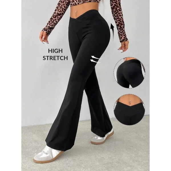 Kadın Yüksek çapraz Bel Detaylı Ispanyol Paçalı Dalgıç Tayt