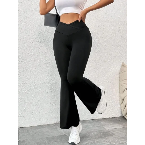 Kadın Yüksek çapraz Bel Detaylı Ispanyol Paçalı Dalgıç Tayt