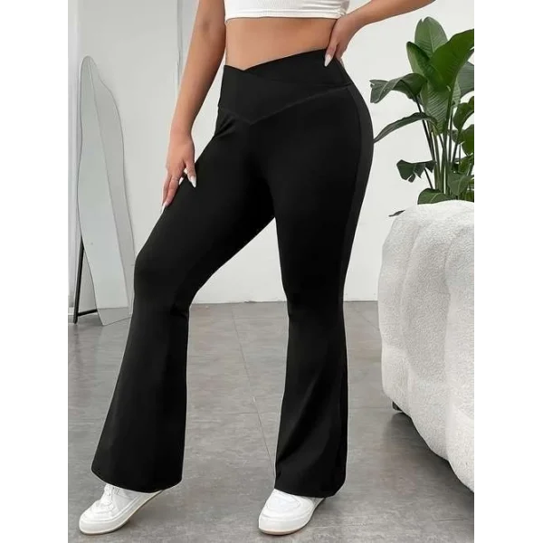 Kadın Yüksek çapraz Bel Detaylı Ispanyol Paçalı Dalgıç Tayt