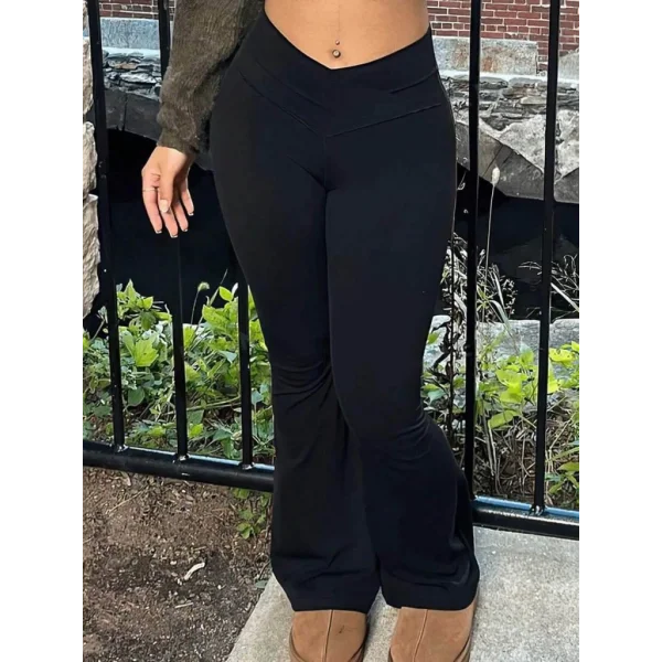 Kadın Yüksek çapraz Bel Detaylı Ispanyol Paçalı Dalgıç Tayt