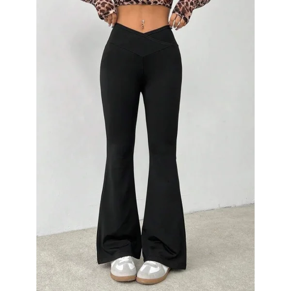 Kadın Yüksek çapraz Bel Detaylı Ispanyol Paçalı Dalgıç Tayt