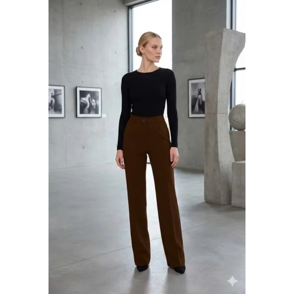 Kadın Yüksel Bel Full Likralı Palazzo Pantolon