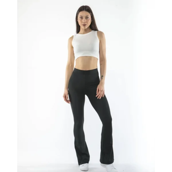 Kadın Yüksel Bel İspanyol Paça Tayt - Siyah