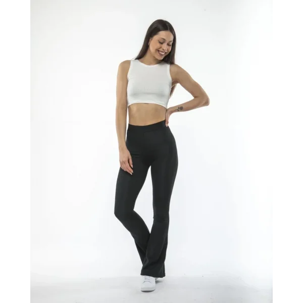 Kadın Yüksel Bel İspanyol Paça Tayt - Siyah