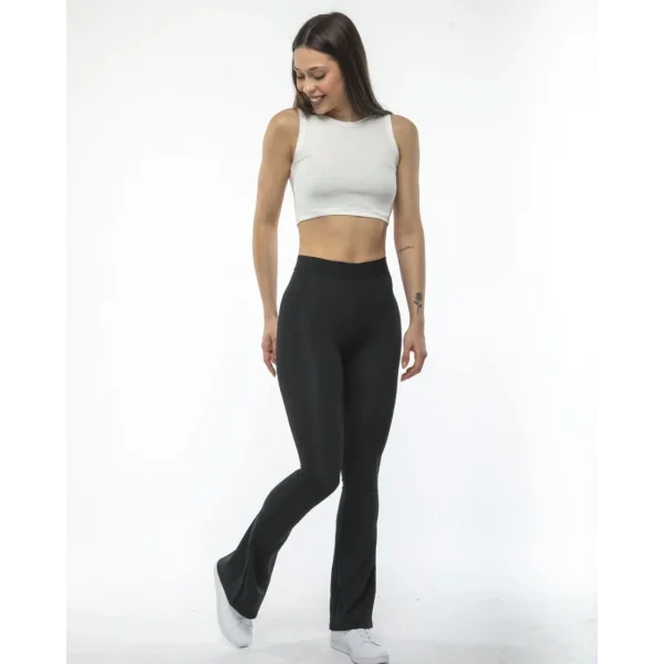 Kadın Yüksel Bel İspanyol Paça Tayt - Siyah
